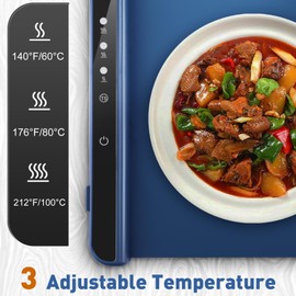 Electric Warming Tray, Food Warming Mat, Electric Warming Silicone Mat, Food Warming Tray For 3 Temperature Settings, Auto Shut-Off -Versatile Food Warmer for Parties, Gatherings, Everyday Use