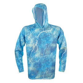 Mooselander Men's Athletic Hooded Long Sleeve Fishing Shirts UPF 50 UV Sun Protection Shirts Lightweight Rash Guard (US, Alpha, Large, Regular, Regular, Realtree Mako)
