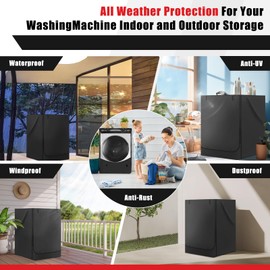 Washing Machine Cover for Front-Loading，Heavy Duty 420D Oxford Washer and Dryer Covers Waterproof,Easier to Cover by Waterproof Zipper，Universal Washer Dryer Cover Fit for Most Front-loading Machine