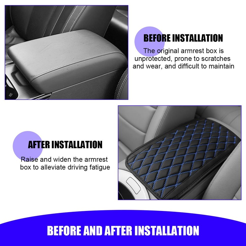 Zpana Car Center Console Cover, Scratch-Resistant Leather Vehicle Armrest Seat