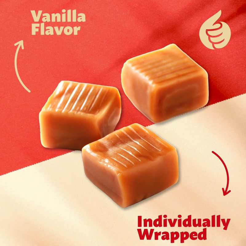 Vanilla Caramel Cubes Candy, Individually Wrapped, 1.5-Pound Pack (About 100