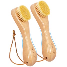 BFWood 2PCS Laundry Stain Brush - Natural Soft Boar Bristles, Removes Tough Stains from Delicate Fabrics Like Knits, Cotton, and Linens, Gentle on Fabrics, No Damage