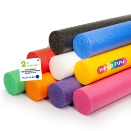 WeKoFUN Swimming Noodle for Children and Adults - Pool Noodle Set of 2 - 160 cm - Colour Black/Green - for Various Water Activities - Water Aerobics Noodle for Aqua Training - Swimming Aid Set