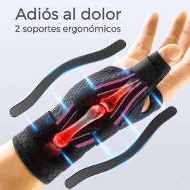 FREETOO Ergonomic Thumb Brace Right and Left, Breathable and Soft Thumb Splint, Thumb Orthosis for Osteoarthritis, Tendonitis, Shot Thumb, Men and Women, L/XL, Black/Pink