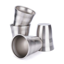 Metal Drinking Glasses, Beasea 8 oz Metal Cups Set of 4, Double Wall Stackable Stainless Steel Cups Insulated Metal Drinking Cups Tumbler for Kids and Adults