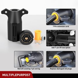 Nilight RV 7 Pin Trailer Plug Splice-in Replacement Heavy Duty Trailer Side Male End 7 Way Round Splice Receptacle Replacement Plug for Tow Hitch Car RV Boat Truck
