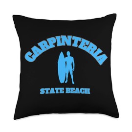 Carpinteria State Beach California USA Carpenteria State Beach Vintage Surfer Throw Pillow, 18x18, Multicolor