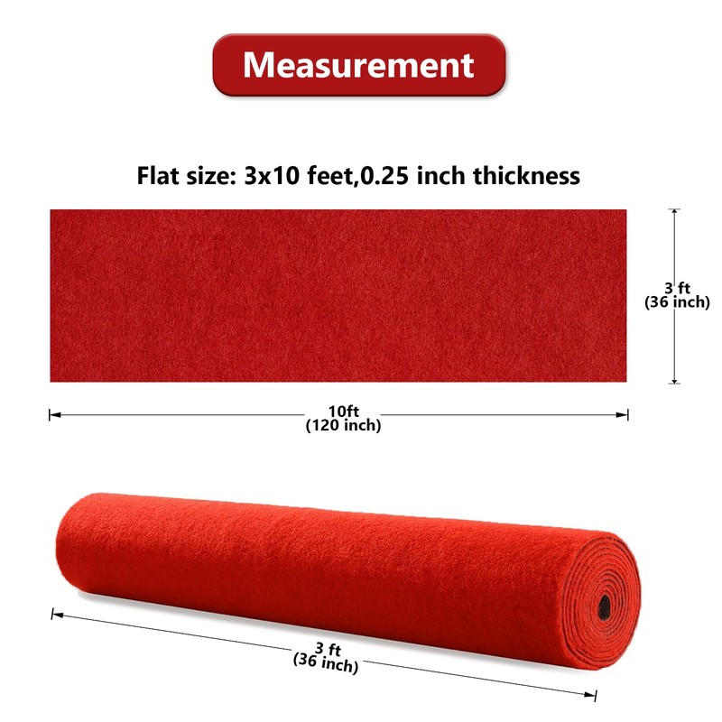 Red Carpet Runner Rug for Party and Event, Non-Slip TPR