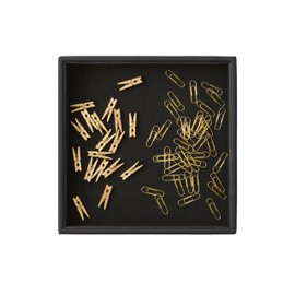 eglooh - Atena Large - Genuine Leather Pocket Empty Black - Desk Organiser - Storage Compartment for Keys, Jewellery, Stationery, Smartphones - cm 21.5 x 21.5 cm - Made in Italy