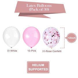 Pink Balloons Set - 30 Pcs Pink Latex Balloons 12in Pink Birthday Balloons Pink White Confetti Balloons for Girl Jungle Baby Shower Wedding Princess Pink Theme Birthday Party Decor