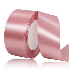 Rose Gold Satin Ribbon 1-1/2 Inches x 25 Yards, Solid Color Fabric Ribbon for Gift Wrapping, Crafts, Hair Bows Making, Wreath, Wedding Party Decoration and Sewing Projects