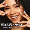Summer Press on Nails Almond Flower Fake Nails Medium with