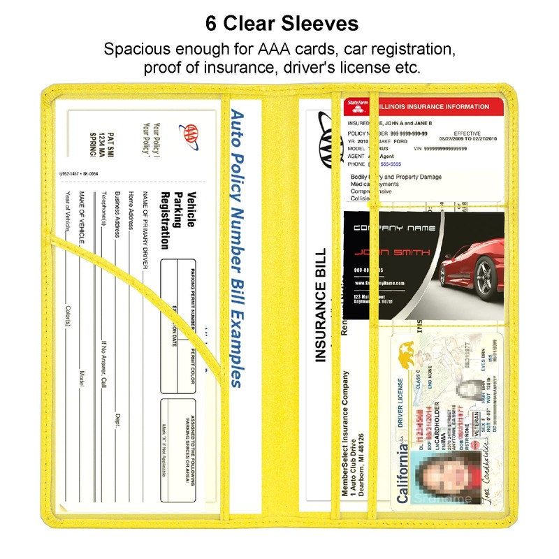 Srandme Car Registration and Insurance Holder, Leather Magnetic Shut Vehicle