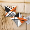 Pack of 2 Burnt Orange Grey Geometric Throw Pillow Covers