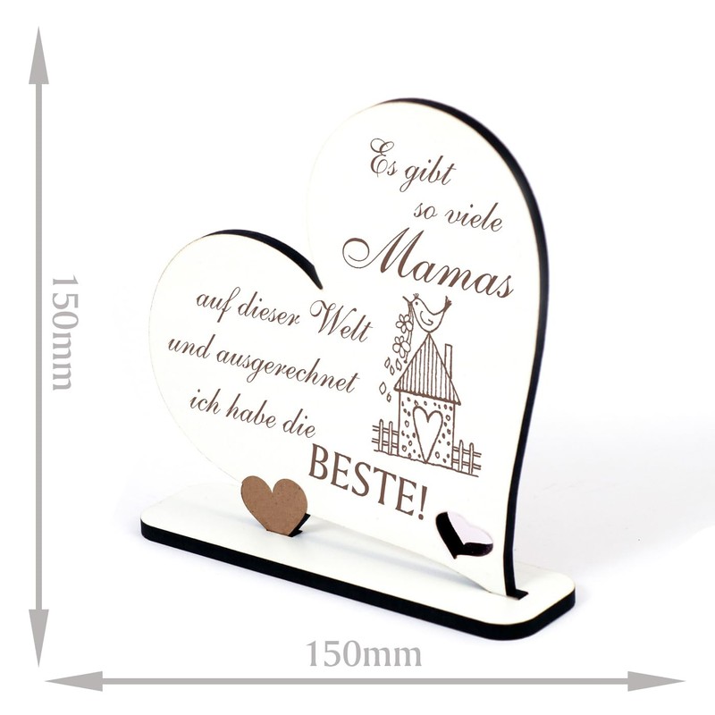 Decorative Stand Heart Saying "Beste Mama der Welt" Sign 15