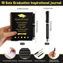 Dinifee 10 Set 2025 Graduation Gift Bulk Inspirational Spiral Journal with Sticky Note Motivational Pen Thank You Notebook Gel Pen Class of 2025 Gift for Student Teacher College Graduate Party Favor