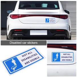 LT Easiyl 5 Stück Warnschild NOT All Disabilities Are Visible Großer Aufkleber 90 Mm X 200 Mm für Transport Und öffentliche Sicherheit Aufkleber für Autos mit Behinderung