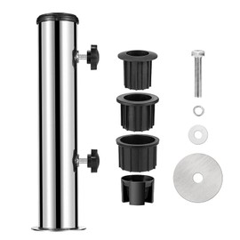 Umbrella Stand Mount Stand Tube Set, Outdoor Stainless Steel Parasol Base Holder PVC Insert Pipe Sleeve, Adjustable Patio Table Umbrella Stand Parts Replacement for Outdoor Garden Backyard Balcony