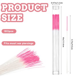 180PCS Earring Hole Cleaner Floss, Ear Piercing Floss, Earring Holes Cleaner Flosses, Ear Holes Piercing Cleaners, Disposable Piercings Hole Cleaners for Women Men(Pink)