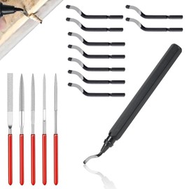 Deburring Tool, Metal Deburring Tool, 360° Rotating Metal Deburring, Deburring 3D Print, with 10 Replacement Blades and 5 Diamond Files, for Wood, Plastic, Black
