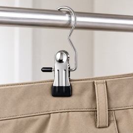 20-Pack Stainless Steel Windproof Hanger Hooks with Adjustable Clips for Clothes and Pants