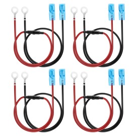 CERRXIAN 4 Pairs 6.3mm Female Spade Crimp Terminal to M6 O Ring Terminal Cable,18awg 6.3mm Quick Female Spade Wire to O Ring Terminal Cable-0.6M/2FT