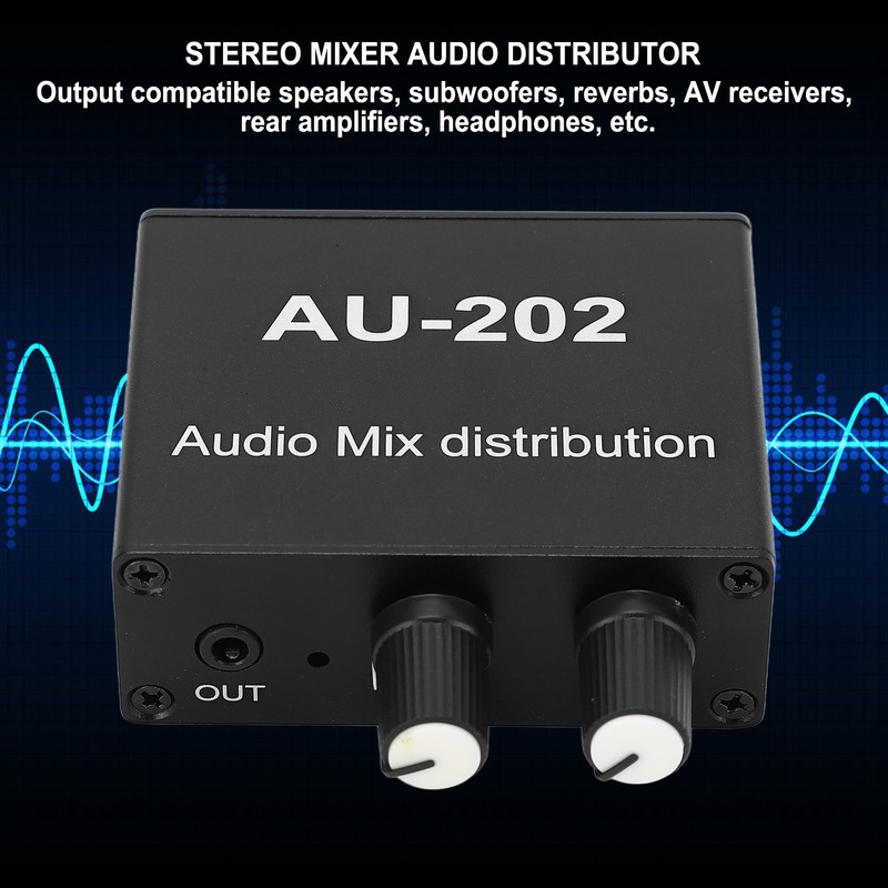 Stereo Mixer Audio Distributor 2 Input 2 Output 3.5mm Jack