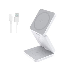 BUDAY Soporte de cargador inalámbrico 3 en 1, estación de carga inalámbrica plegable magnética para teléfono 15 14 13 12 Pro Max IWatch 8 9           