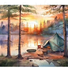 Handmade 20oz Skinny Tumbler Sublimation Transfer Lake Camping Ready To Press