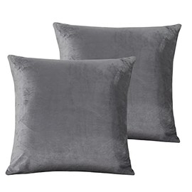 Damier Pack of 2 Cushion Covers 80 x 80 cm Grey Winter Plush Pillow Case Soft and Warm Cashmere Touch Cushion Cover Double Pack