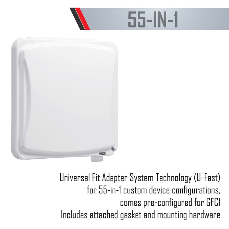 TayMac MM1410W 55-in-1 Configurations 2-Gang Vertical Weatherproof Plastic Flat Cover,