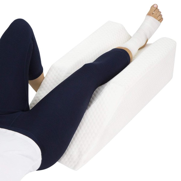 Xtra-Comfort Leg Elevation Pillow - for Swelling, Elevating, Post Surgery Recovery Support - Firm Wedge Rest - Breathable for Knee, Ankle and Foot Injury Pain Relief - Improve Circulation and Sleep