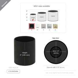 WGV Ceramic Cylinder Vase Width 4" Height 4" Elegant Unique Modern Matte Floral Container Planter Pot Centerpiece for Event Party Wedding Office Home Decor, Smooth Black 1 Piece