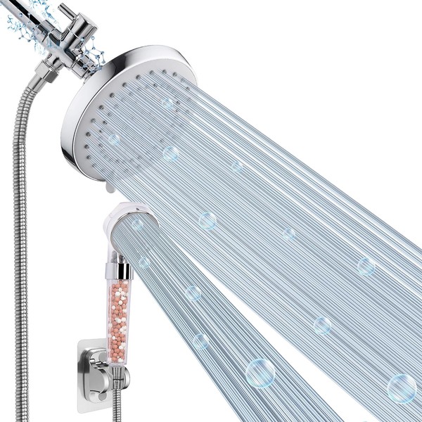 High Pressure 5 Setting Rain Shower Head Combo, 5 Setting