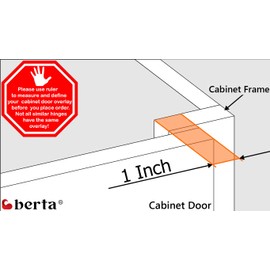 Berta (2 Pieces) 1 inch Overlay, 90 Degree Restricted Opening Angle, Soft Closing, 6-Ways 3-Cam Adjustment, Concealed Face Frame Kitchen Cabinet Door Hinges with Screws (1" Overlay, 2 Pieces)