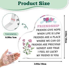 Friendship Gifts for Women Acrylic Sign for Desk Thank You Gifts for Best Friends Sister Coworker Birthday Graduation Present Inspirational Friendship Long Distance Relationship Present Acrylic Plaque