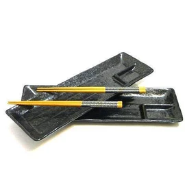 Sushi Set Made In Japan - MySushiSet Black Obsidian Ceramic Sushi Plate Set for Two