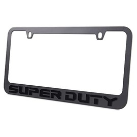 SUPER DUTY Stealth Blackout License Plate Frame - Black with Black Script Logo for Ford Trucks F150, F250, F350, F450