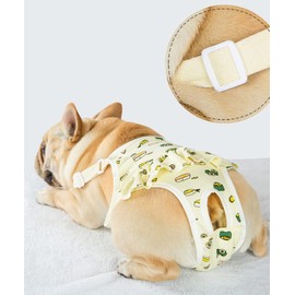 EONANT Cotton Hygiene Panties for Dogs, Reusable Pet Hygiene Panties with Adjustable Straps, Pet Physiological Pants Nappies, Puppies, French Bulldog, Poodle (Yellow, L)