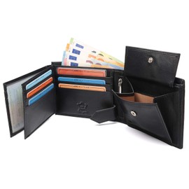 Fa.Volmer® Men's Genuine Leather Wallet with RFID Protection Black