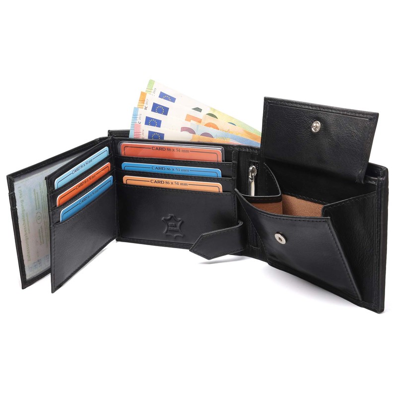 Fa.Volmer® Men's Genuine Leather Wallet with RFID Protection Black