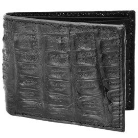 White Diamonds Black Crocodile Wallet Bi-fold Card Slots ID Slot Bill Compartment Handmade Real