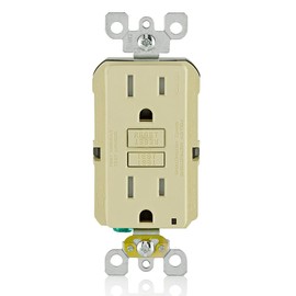 Leviton GFCI Outlet, 15 Amp, Self Test, Tamper-Resistant with LED Indicator Light, Protection from Electric Shock and Electrocution, GFTR1-I, Ivory