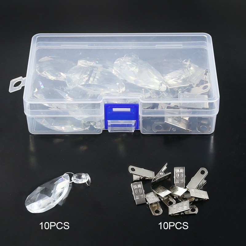 Swpeet 10Pcs Tablecloth Weights with 10Pcs Metal Clip Kit, Crystal