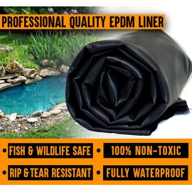 Lifeguard 10 ft. x 15 ft. EPDM Pond Liner – 45-Mil Rubber Liner for Outdoor Ponds, Waterfalls, Aquaponics, Retention Basins – Durable & Fish Safe
