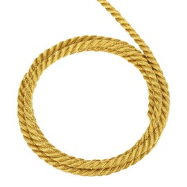 sourcing map Twisted Cord Trim, 5 Yard 4mm 3-Ply Twine Braided Rope Shiny Thread String for Craft Gift Bag Curtain Christmas Decor, Deep Gold - 5m