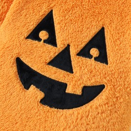 Guodeunh Baby Girl Boy Halloween Outfits Ghost Costumes Long Sleeve Hoodie Jumpsuit One Piece Romper Fall Winter Bodysuit(Pumpkin 01,9-12 Months)