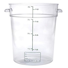 Carlisle StorPlus - Recipiente redondo de policarbonato para almacenamiento de alimentos y paquetes de tapas individuales, Envase, Transparente, 3,78L