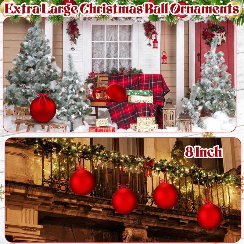 Weysat 4 Pcs 8 Inch Extra Large Fillable Christmas Ball
