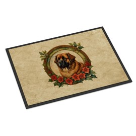 Caroline's Treasures DAC2391MAT Leonberger Christmas Flowers Doormat Front Door Mat Indoor Outdoor Rugs for Entryway, Non Slip Washable Low Pile, 18H X 27W
